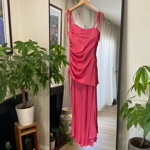 KEEPSAKE Pink Double Tiered One Shoulder Dress XS